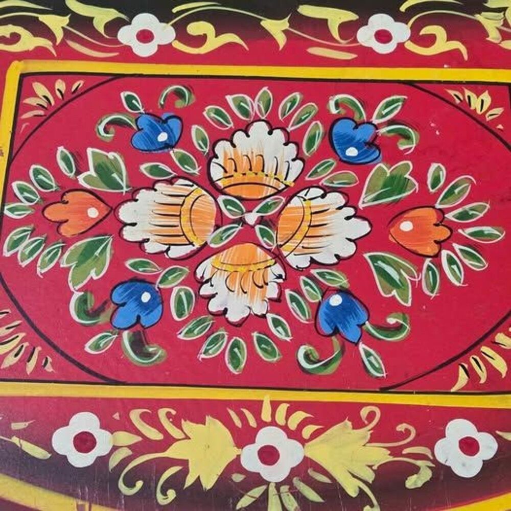 Vintage Indian Hand Painted Wooden Jewelry Chest 5 Drawer Rajasthani Folk Art 10 - Picture 8 of 10